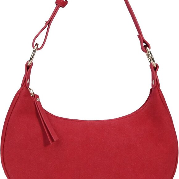 Stylish Red Suede Hobo Tote with Multiple Pockets - Ultimate Everyday Accessory - Picture 1 of 5